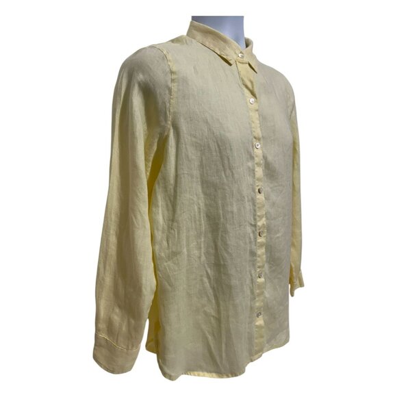 J. Jill Love Linen Womens XS Button-Up Shirt Light Yellow - Picture 4 of 10